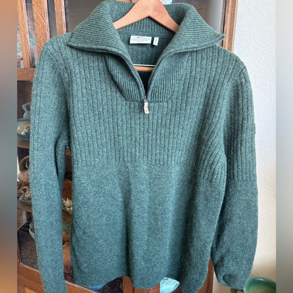 Fjallraven Ovik Half Zip Wool Sweater Pullover Forest Green Womens XL